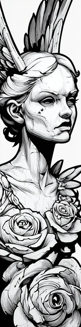 Free angel bookmark to color featuring wings in hair angel